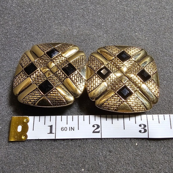 Vintage Douglass Paquette Double Square Gold Tone Jeweld Ornate Belt Buckle - Picture 10 of 12